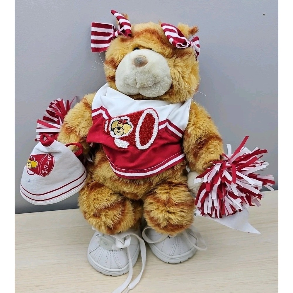 Build-A-Bear Tabby Cat Orange Retired 16" Plush BABW w/โ Cheerleading Outfit